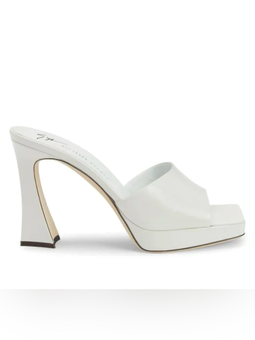 Giuseppe Zanotti Women's White Square Toe Platform Slide Sandal EU 38 / US 8